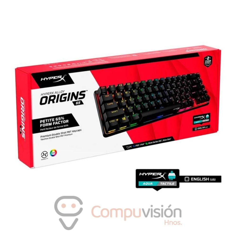 TECLADO HYPERX ALLOY ORIGINS CORE 80% AQUA SWICHT RGB ENGLISH