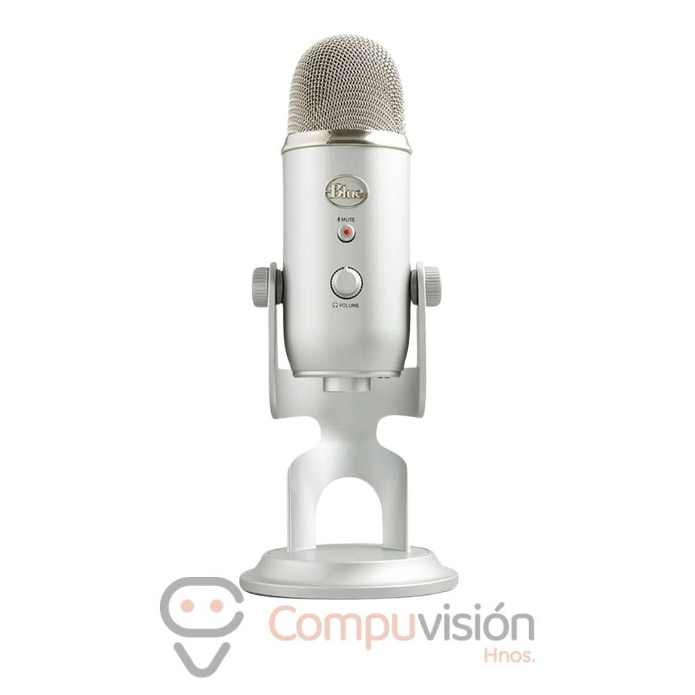 MICROFONO BLUE YETI USB STREAMING SILVER CARDIOD/OMNI/BI LED
