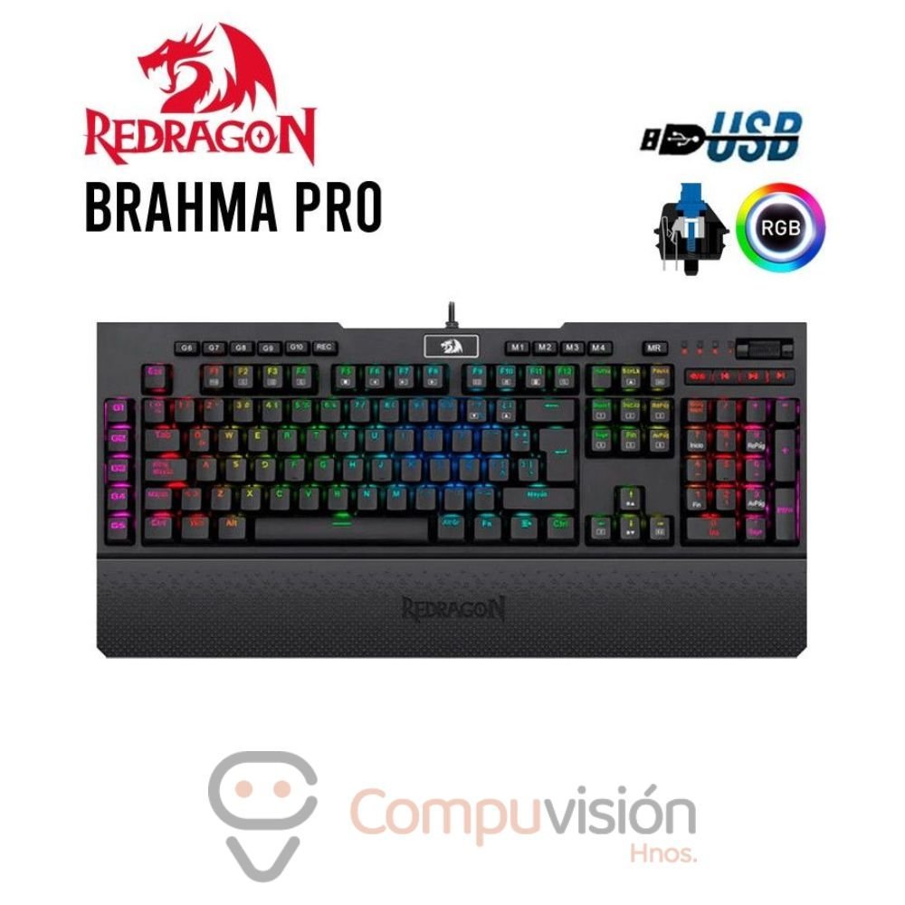 TECLADO REDRAGON K586 RGB PRO BRAHMA PRO BLUE SWICHT 100% ESPAÑOL