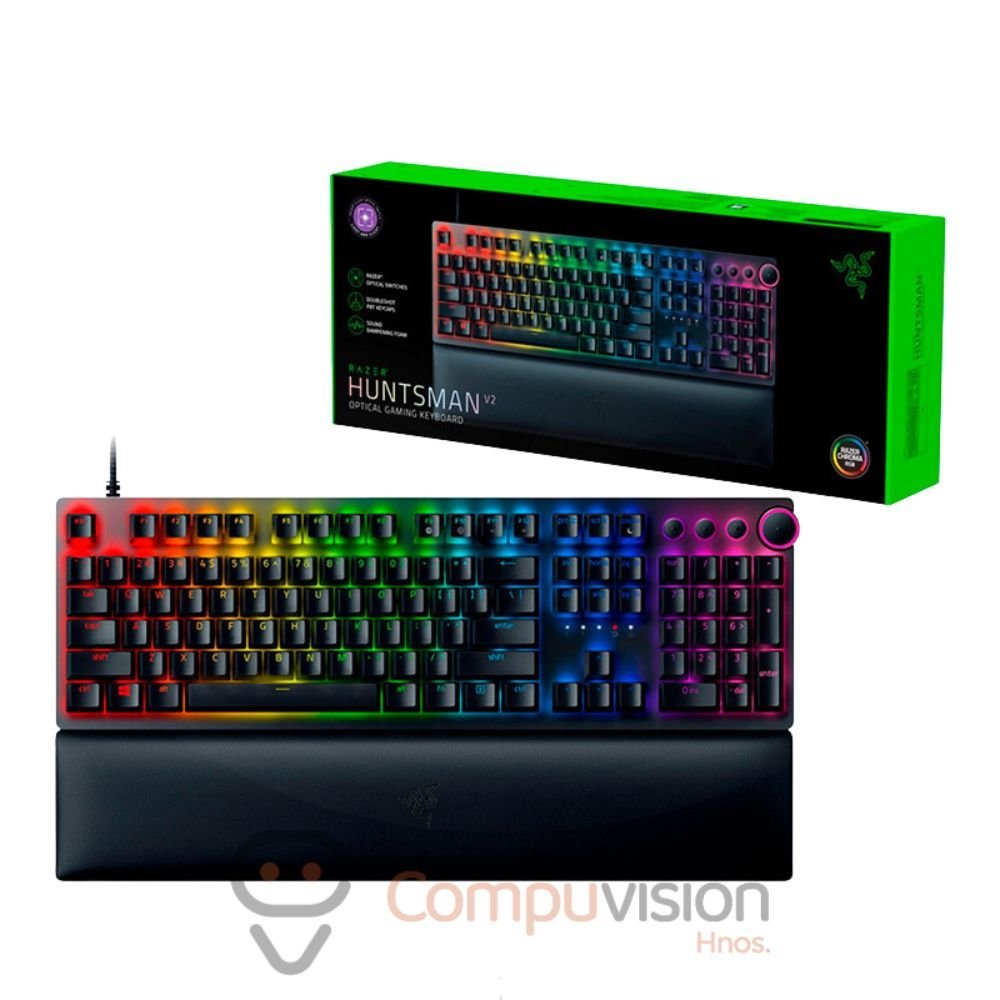 TECLADO RAZER HUNTSMAN V2 OPTICAL PURPLE SWITCH SP 100% CHROMA BLACK ESPAÑOL
