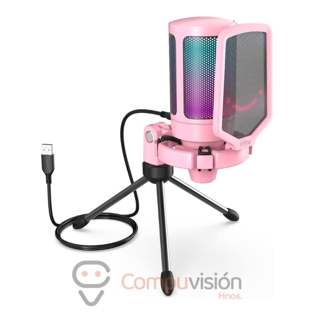 MICROFONO FIFINE A6V PINK CON TRIPODE