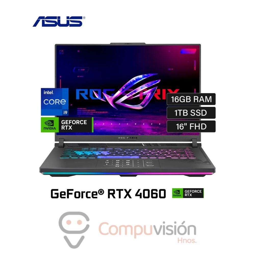 LAPTOP ASUS G614JVR-N3063W I9 14900HX 16GB 1TB SSD 8GB RTX 4060 16″ FHD 165HZ W11