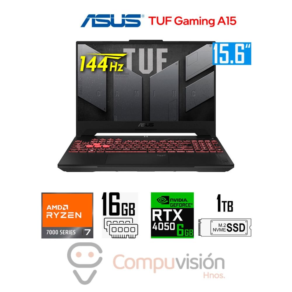 LAPTOP ASUS FA507NU-LP031 A15 R7 7735HS 16GB 512GB SSD 6GB RTX 4050 15.6″ FHD 144HZ