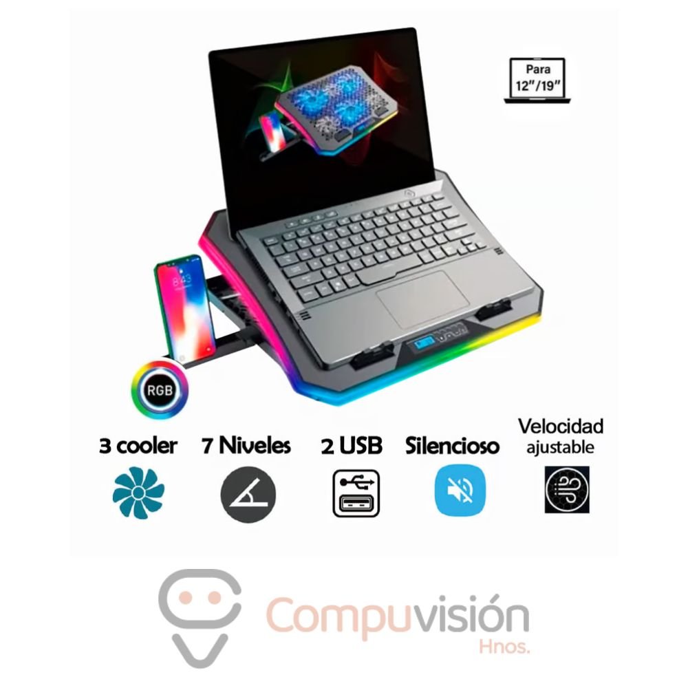 COOLER PARA LAPTOP TEROS TE-7130N 12 -17″ RGB