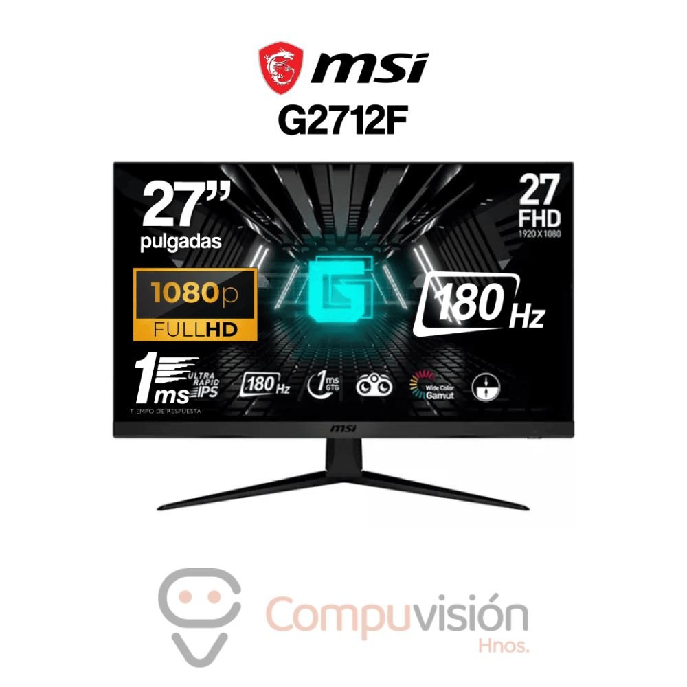 MONITOR MSI 27″G2712F FHD 1MS 180HZ PLANO PANEL IPS 1920*1080 2 HDMI2.0 1DP 1.2