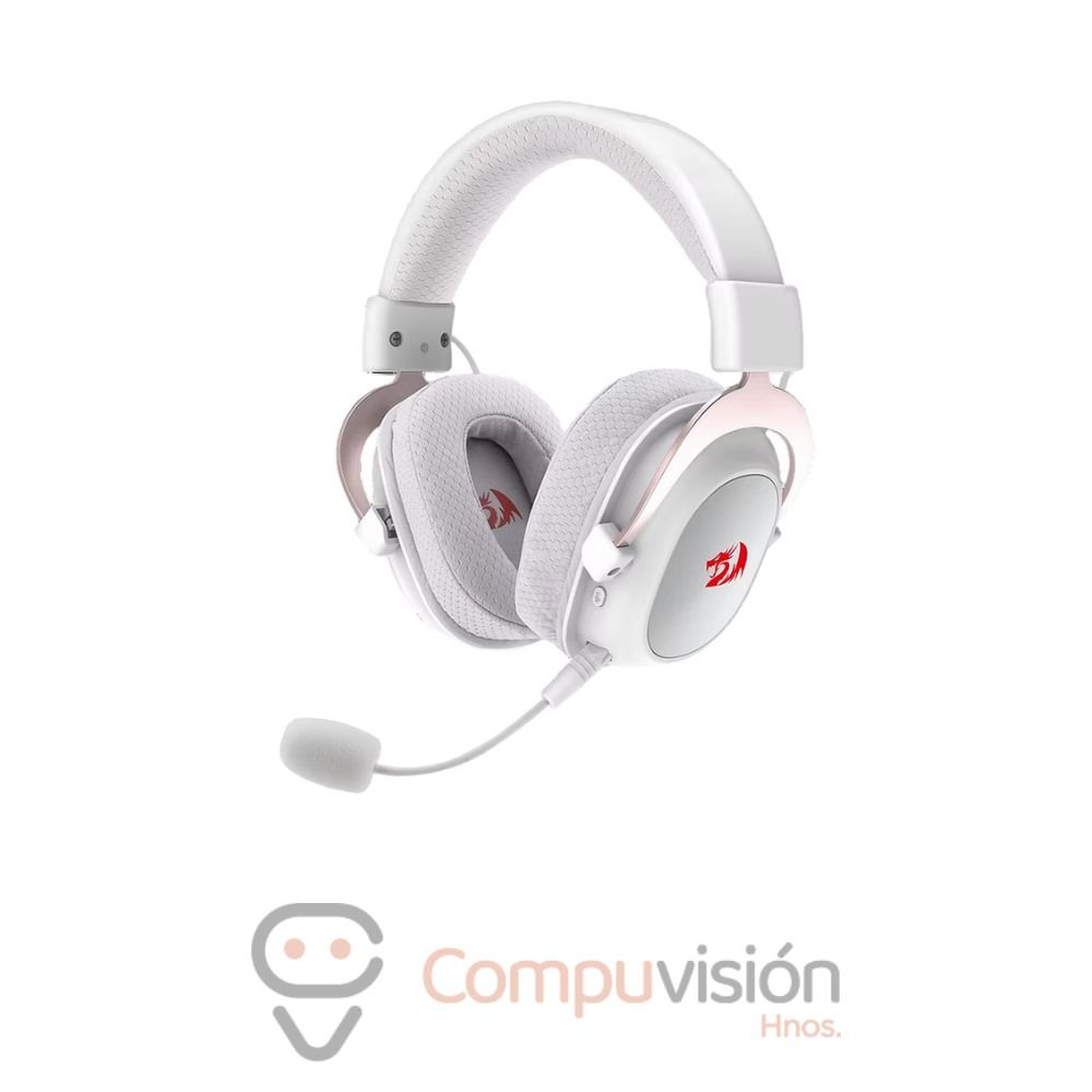AUDIFONO GAMER REDRAGON ZEUS PRO WIRELESS/BT WHITE RGB H510-WL
