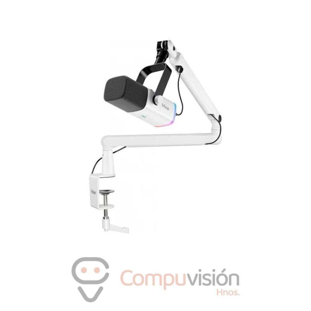 MICROFONO FIFINE TAM8 WHITE DINAMICO CON BRAZO