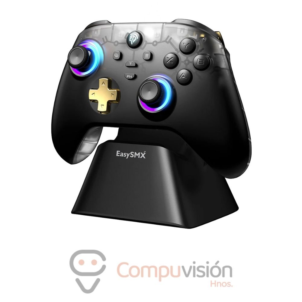 GAMEPAD MANDO INALAMBRICO EASYSMX D05 BLACK, WIRELESS, BT, BASE DE CARGA, RGB