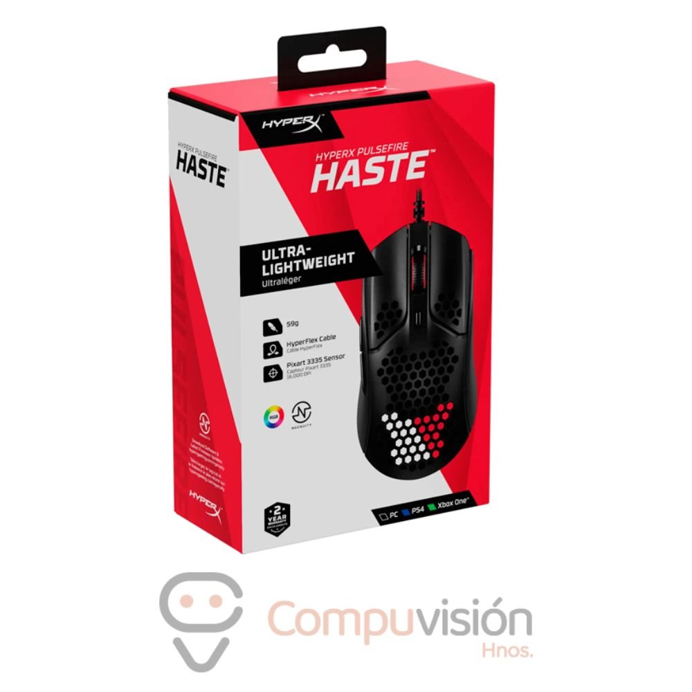MOUSE GAMER HYPERX HASTE BLACK 16.000 DPI 59 GR PULSEFIRE