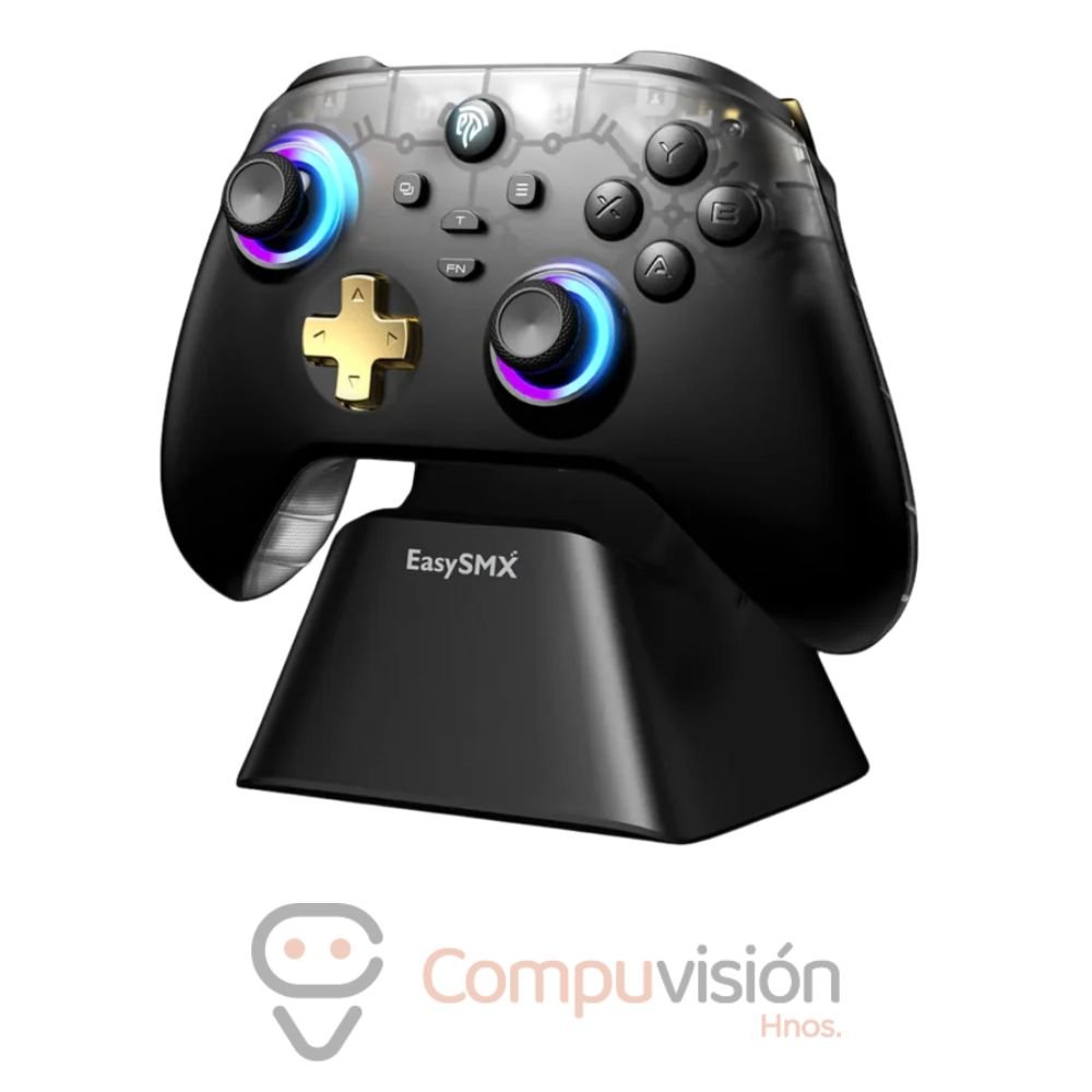 GAMEPAD MANDO INALAMBRICO EASYSMX D05 BLACK, WIRELESS, BT, BASE DE CARGA, RGB
