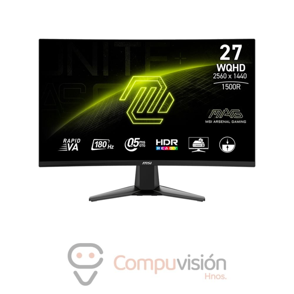 MONITOR MSI 27″ 2K MAG27CQ6F CURVO 180HZ 0.5MS 2660 X 1440 2*HDMI, 1*DP