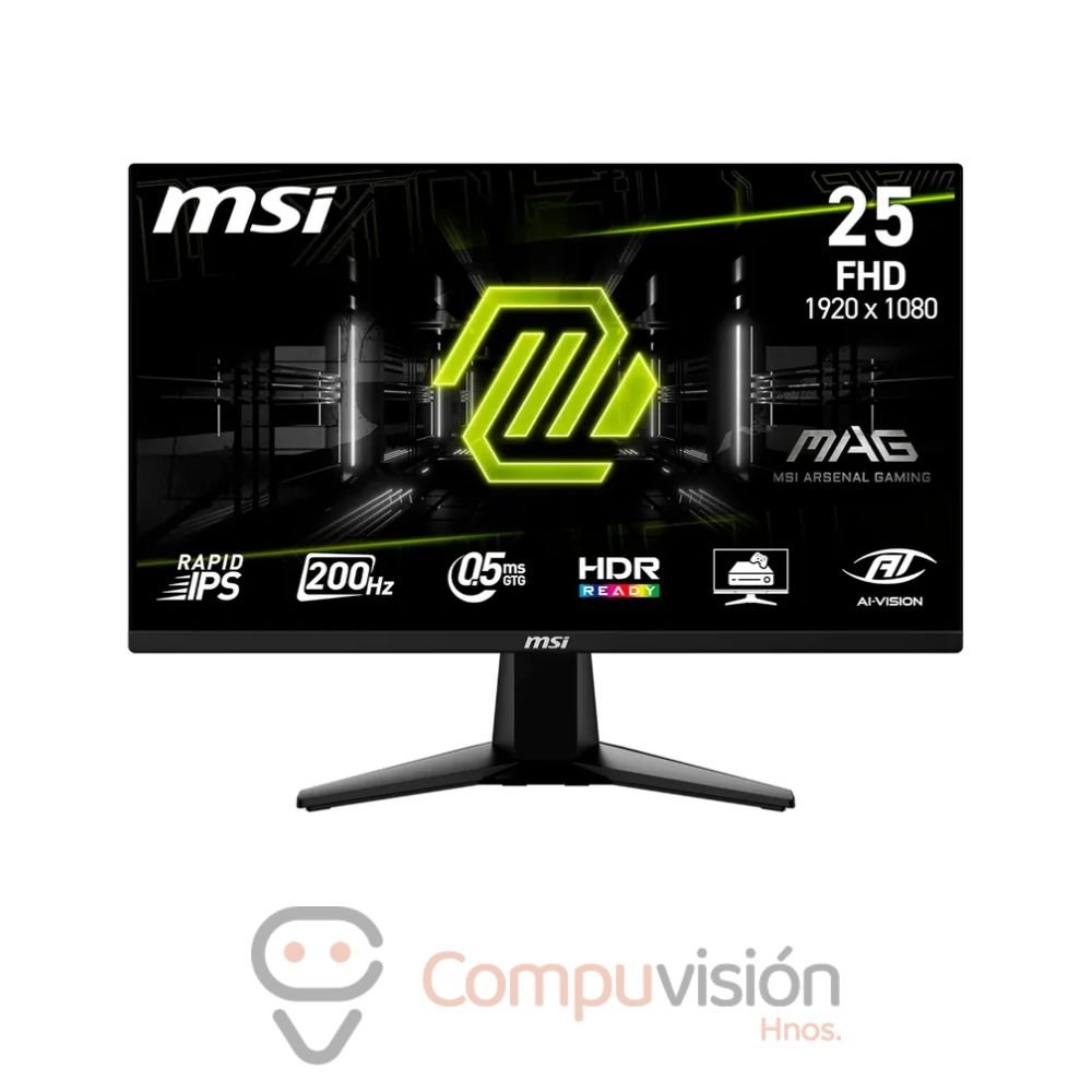 MONITOR MSI 24.5″ MAG 255F E20 PLANO FHD RAPID IPS 200HZ 0.5MS 2HDMI/DP