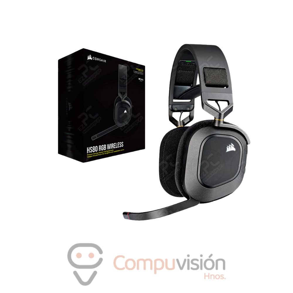 AUDIFONO GAMER CORSAIR HS80 RGB WIRELESS CARBON