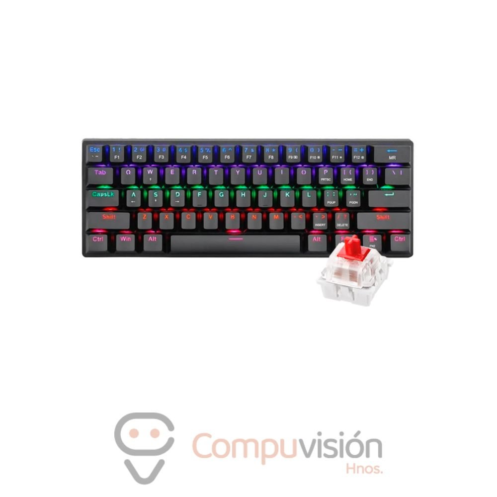 TECLADO GAMER T-DAGGER BORA BLACK RAINBOW TKL 80% SWICHT RED T-TGK313-GB-SP ESPAÑOL